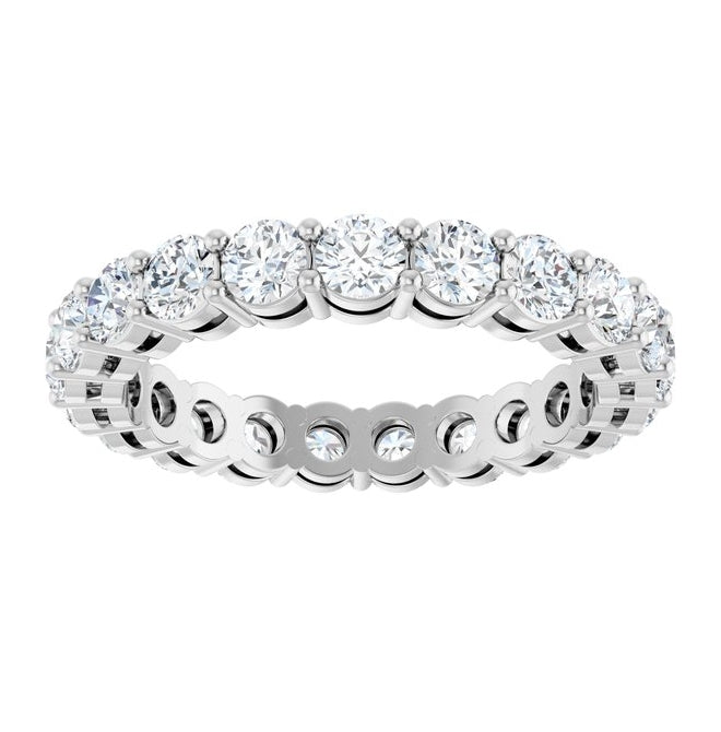 14K White Gold Round 3 Mm Vs, F+ Polished 2 Ctw Lab-Grown Diamond Eternity Band, Size 7.5