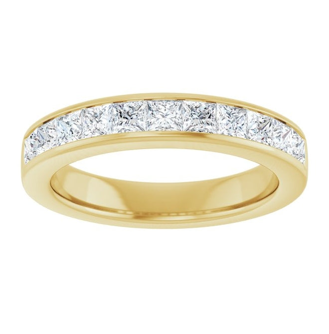 14K Yellow Or White Gold Square 2.5 X 2.5 Mm Vs, F+ Polished 1 Ctw Lab-Grown Diamond Anniversary Band