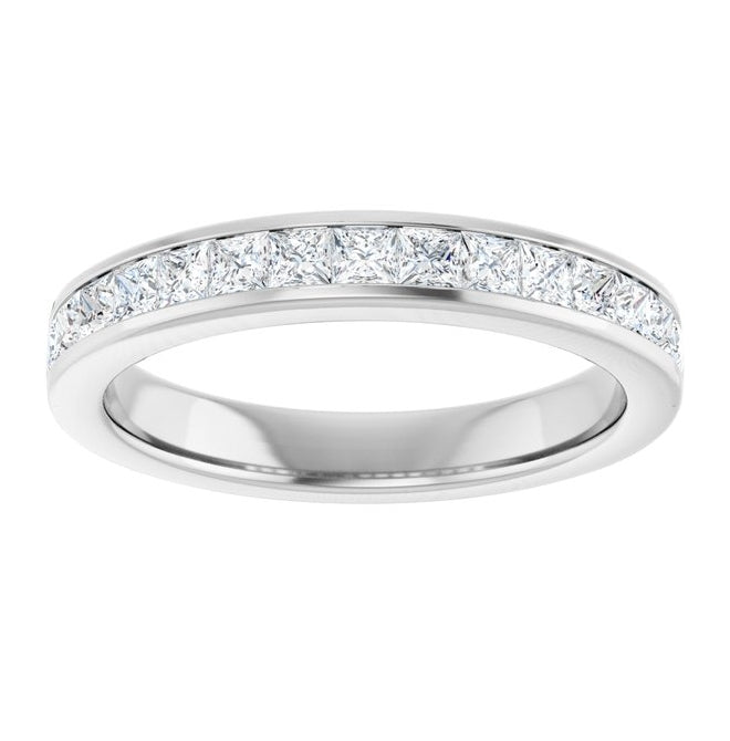 Platinum Square 2 X 2 Mm Vs, F+ Polished 3/4 Ctw Lab-Grown Diamond Anniversary Band Size 7