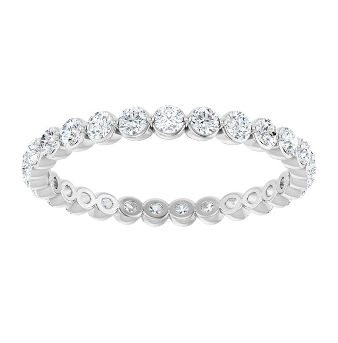 14K White Gold Round 2 Mm Vs, F+ Polished 3/4 Ctw Lab-Grown Diamond Eternity Band Size 6