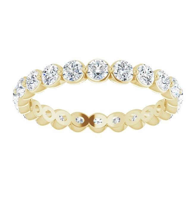 14K Yellow Gold Round 2.5 Mm Vs, F+ Polished 1 1/3 Ctw Lab-Grown Diamond Eternity Band Size 6.5