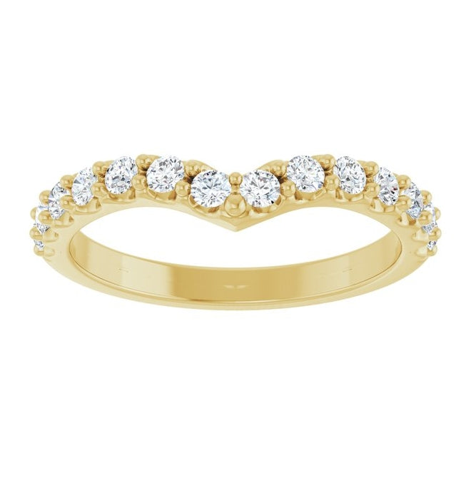 14K Yellow Or White Gold Round 2 Mm Polished 3/8 Ctw Lab-Grown Diamond Contour Band Size 7