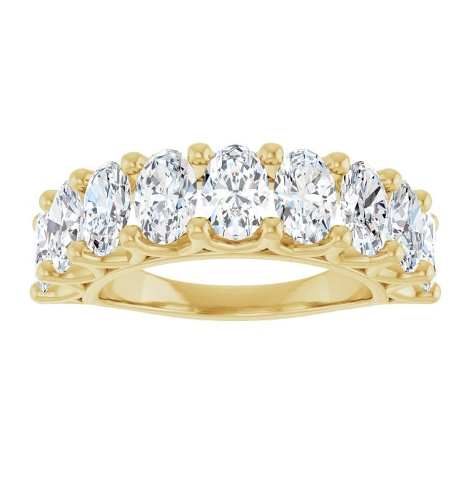 14K Yellow Gold Oval 6 X 4 Mm Polished 3 1/3 Ctw Lab-Grown Diamond Anniversary Band Size 7