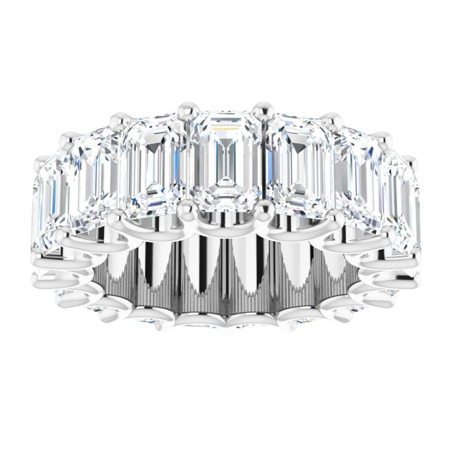 14K White Gold Emerald 6 X 4 Mm Vs, F-G Polished 11 Ctw Lab-Grown Diamond Eternity Band Size 5