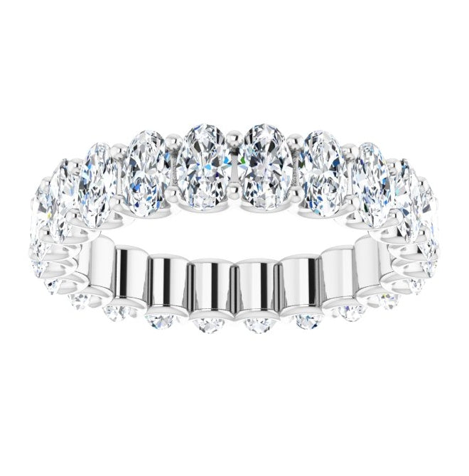 14K White Gold Oval 5 X 3 Mm Vs, F-G Polished 4 1/3 Ctw Lab-Grown Diamond Eternity Band Size 8