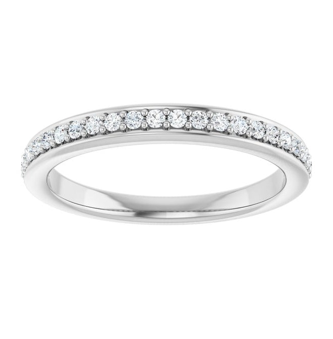 14K White Gold Round 1.3 Mm Polished 1/5 Ctw Natural Diamond Anniversary Band Size 7