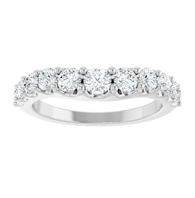 Platinum Gold Round 3.5 Mm Polished 1 Ctw Natural Diamond Graduated Contour Band Size 7