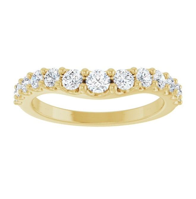 14K Yellow Or White Gold Round 3 Mm Polished 5/8 Ctw Lab-Grown Diamond Graduated Contour Band