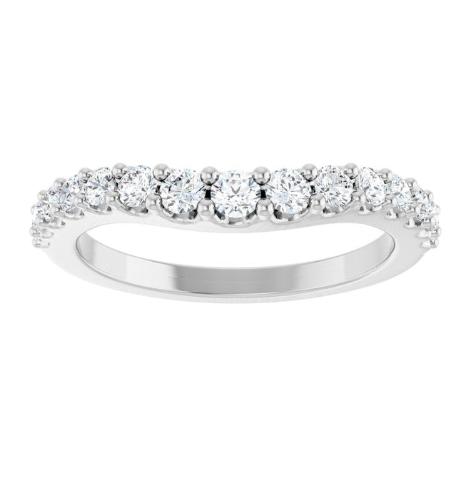 14K White Gold Round 2.5 Mm Polished 1/2 Ctw Lab-Grown Diamond Contour Band Size 7