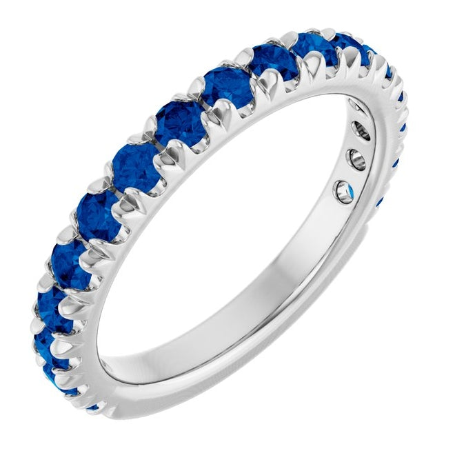 14K Yellow Or White Gold Round 2.5 Mm Polished Natural Gem French-Set Anniversary Band, Size 7