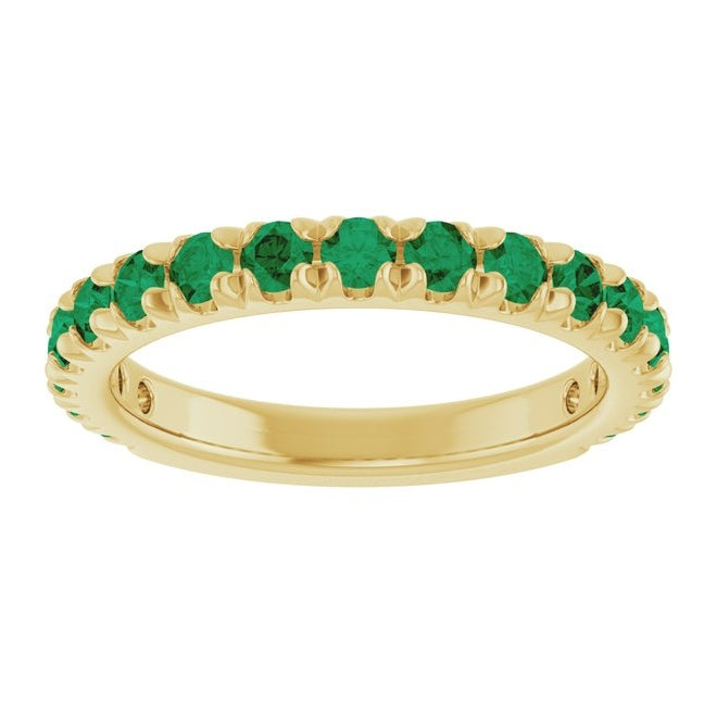 14K Yellow Or White Gold Round 2.5 Mm Polished Natural Gem French-Set Anniversary Band, Size 7