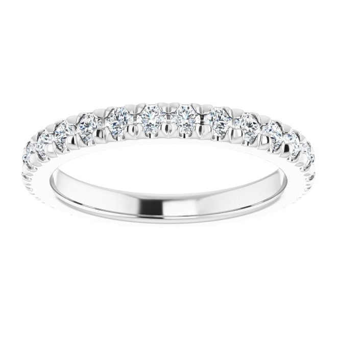 10K White Gold Round 1.75 Mm Si2-Si3, G-H Polished 1/2 Ctw Natural Diamond French Set Eternity Band, Size 3.75