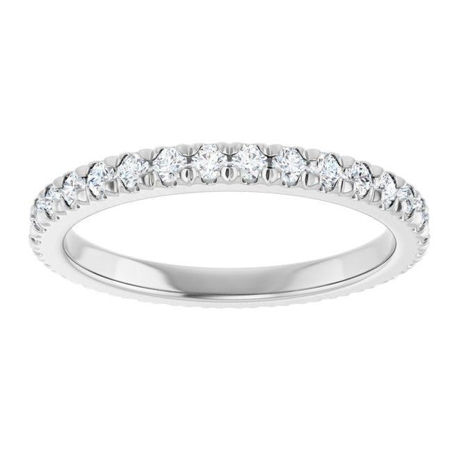 14K White Gold Round 1.75 Mm Vs, F+ Polished 5/8 Ctw Lab-Grown Diamond Eternity Band, Size 7