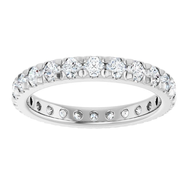 Platinum Round 2.5 Mm Vs, F+ Polished 1 1/4 Ctw Lab-Grown Diamond French-Set Eternity Band, Size 4