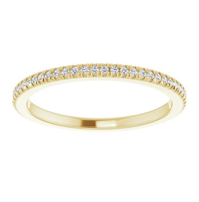10K Yellow Gold Round 1 Mm Vs, F+ Polished 1/4 Ctw Lab-Grown Diamond French Set Eternity Band, Size 8.5