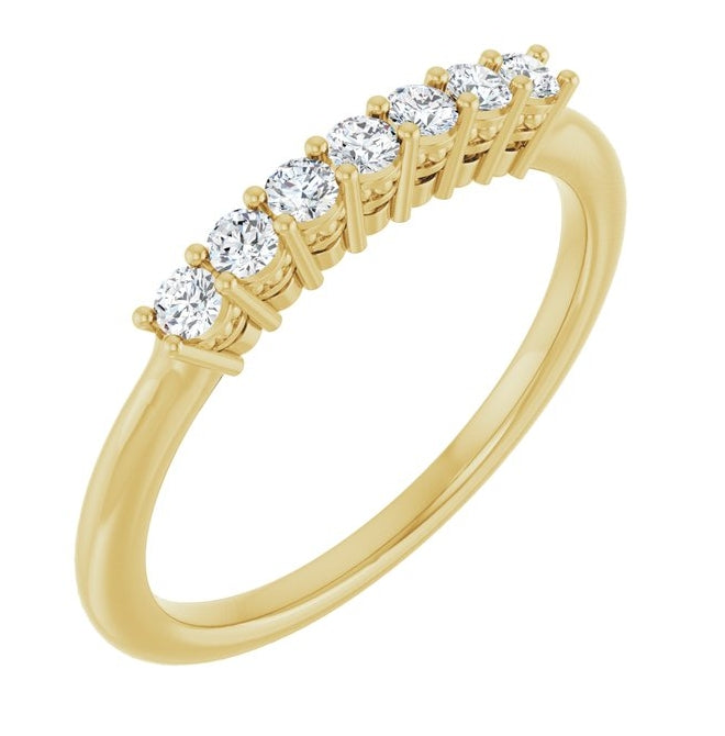 14K Yellow Or White Gold Round 2 Mm Polished 1/5 Ctw Lab-Grown Diamond Anniversary Band Size 7