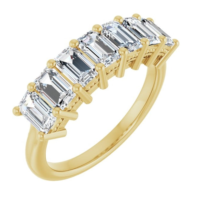 14K Yellow Or White Gold Emerald 5 X 3 Mm Polished 2 1/6 Ctw Lab-Grown Diamond Anniversary Band Size 7