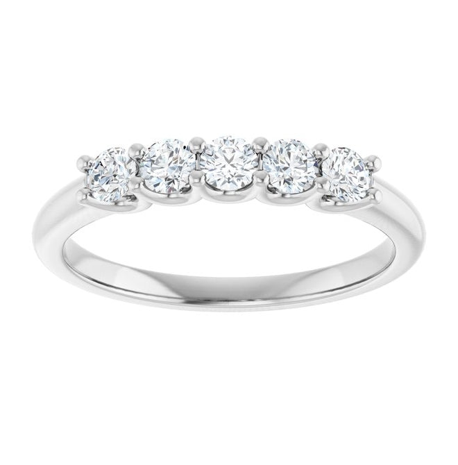 14K White Gold Round 2.75 Mm Polished 1/3 Ctw Lab-Grown Diamond Anniversary Band Size 7