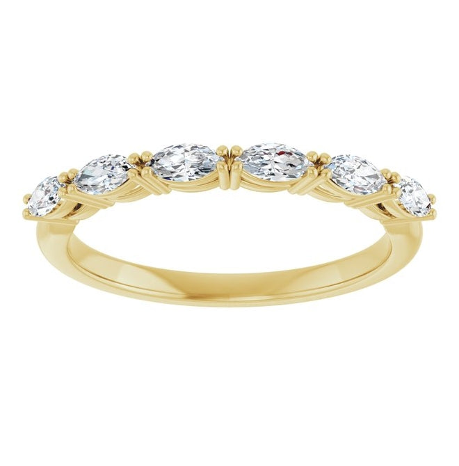 14K Yellow Or White Gold Marquise 4 X 2 Mm Polished 3/8 Ctw Lab-Grown Diamond Anniversary Band Size 7