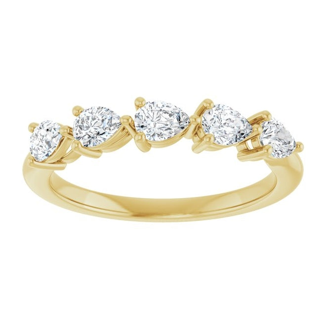14K Yellow Or White Gold Pear 4 X 3 Mm Polished 3/4 Ctw Lab-Grown Diamond Anniversary Band Size 7