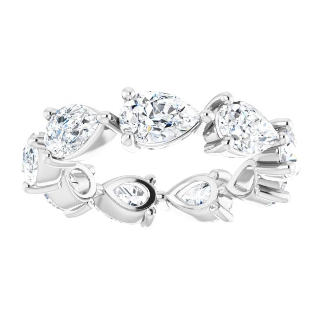 14K White Gold Pear 6 X 4 Mm Vs, F+ Polished 2 3/4 Ctw Lab-Grown Diamond Eternity Band Size 5