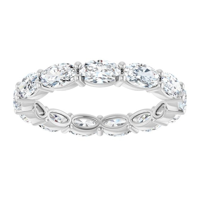 14K White Gold Oval 5 X 3 Mm Si1, Ghi Polished 3 1/4 Ctw Natural Diamond Eternity Band Size 7