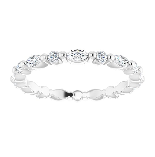 Platinum Marquise 3.5 X 1.75 Mm Si2-Si3, Ghi Polished 5/8 Ctw Natural Diamond Eternity Band Size 5.5