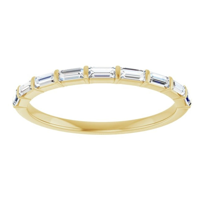 14K Yellow Gold Straight Baguette 3 X 1.3 Mm Polished 1/4 Ctw Natural Diamond Anniversary Band Size 7
