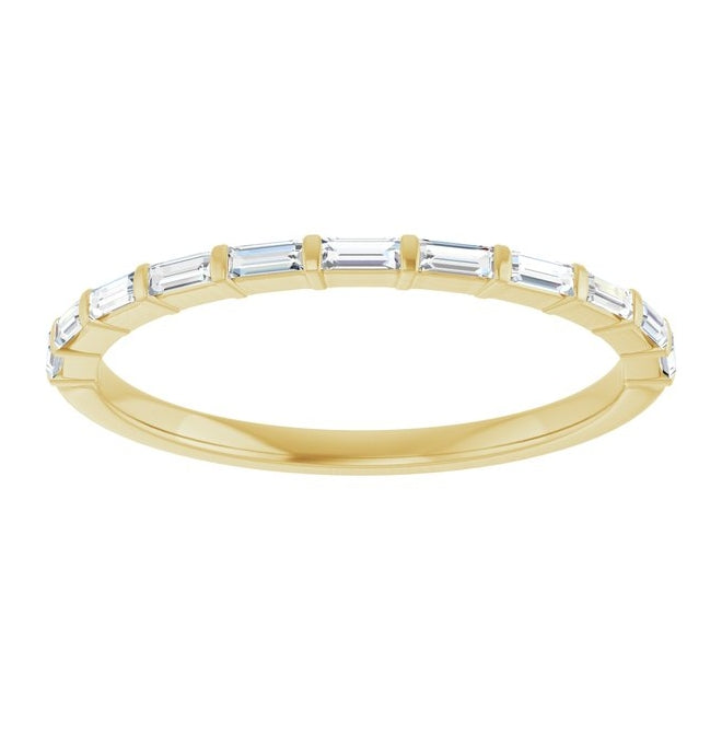 10K Yellow Gold Straight Baguette 2.5 X 1 Mm Polished 1/5 Ctw Lab-Grown Diamond Anniversary Band Size 7