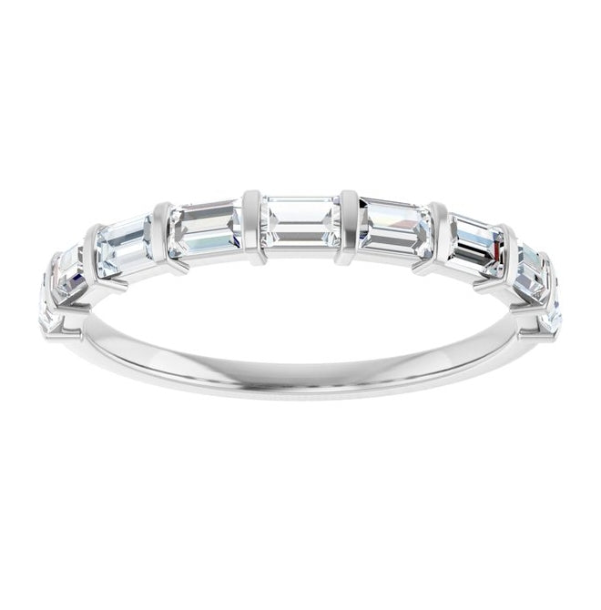 14K White Gold Straight Baguette 3 X 2 Mm Polished 3/4 Ctw Lab-Grown Diamond Anniversary Band Size 7