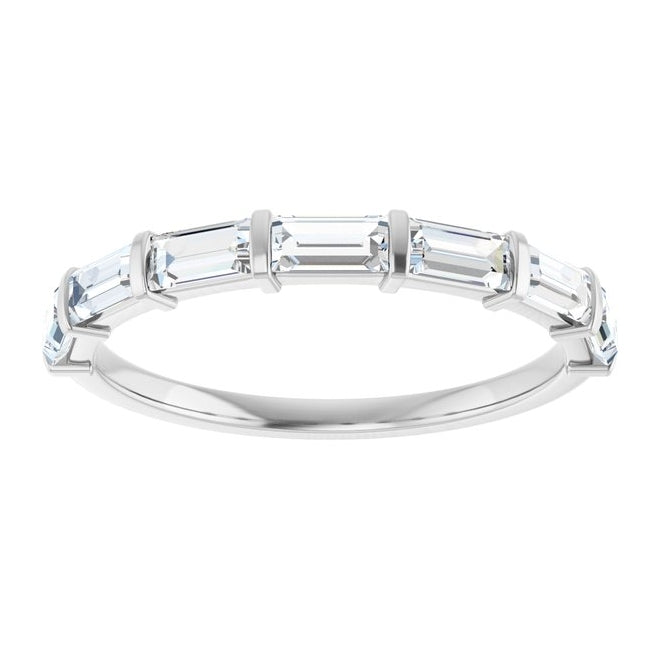 Platinum Straight Baguette 4 X 2 Mm Polished 3/4 Ctw Lab-Grown Diamond Anniversary Band Size 7
