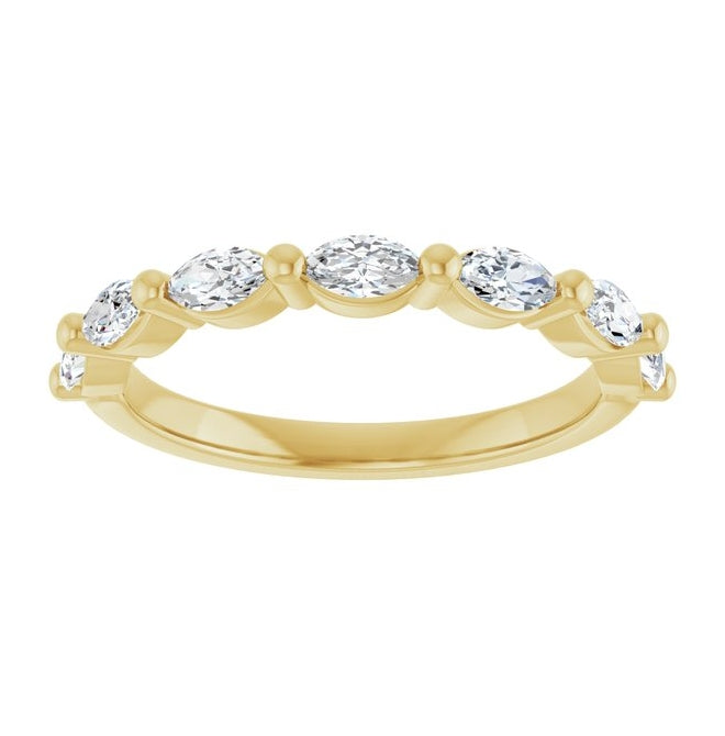 14K Yellow Or White Gold Marquise 4.25 X 2.25 Mm Polished 5/8 Ctw Lab-Grown Diamond Anniversary Band Size 7