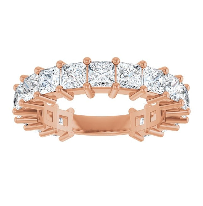 14K Rose Gold Square 3.3 X 3.3 Mm Polished 3 3/8 Ctw Lab-Grown Diamond Anniversary Band Size 7