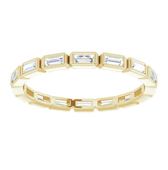 14K Yellow Gold Straight Baguette 3 X 1.25 Mm Si2-Si3, Ghi Polished 3/8 Ctw Natural Diamond Eternity Band Size 5