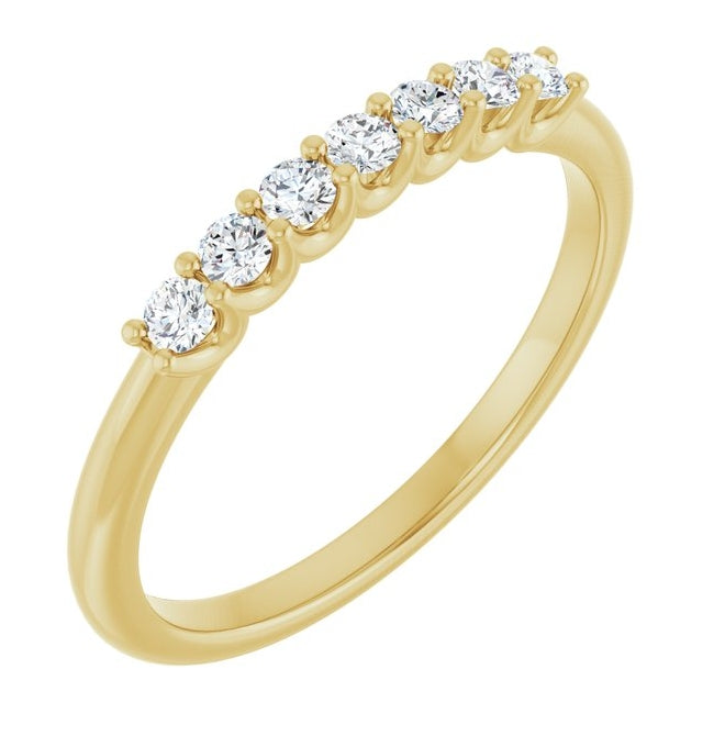 14K Yellow Or White Gold Round 2 Mm Polished 1/5 Ctw Lab-Grown Diamond Anniversary Band Size 7
