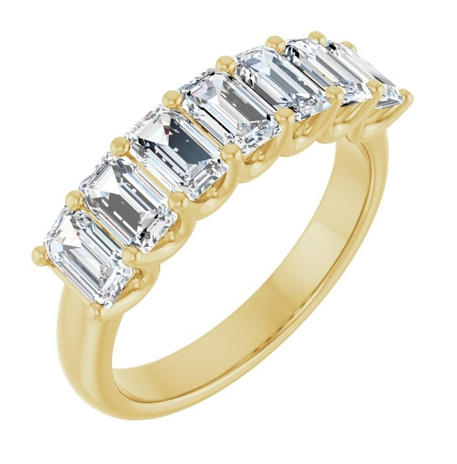 14K Yellow Or White Gold Emerald 5 X 3 Mm Polished 2 1/6 Ctw Lab-Grown Diamond Anniversary Band Size 7