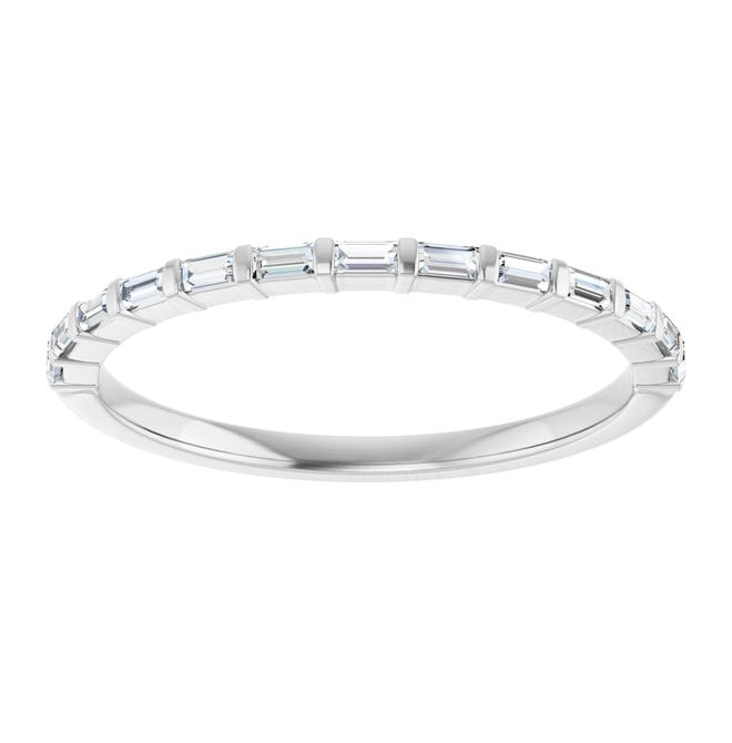 14K White Gold Straight Baguette 2 X 1 Mm Polished 1/5 Ctw Natural Diamond Anniversary Band Size 7