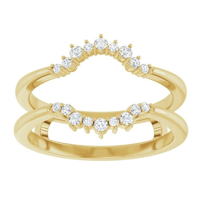 14K Yellow Gold Round 1.1 Mm Polished 1/5 Ctw Lab-Grown Diamond Ring Guard Size 7