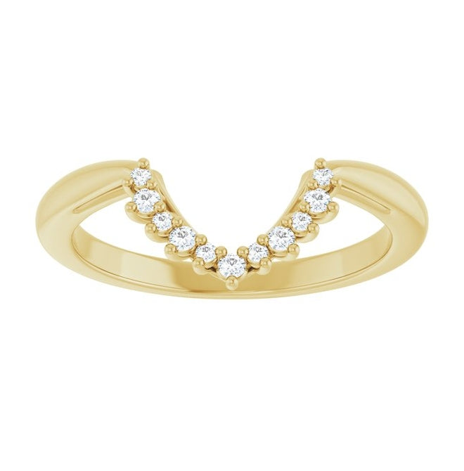 14K Yellow Gold Marquise 12 X 6 Mm Si2-Si3, G-H Polished .07 Ctw Natural Diamond Matching Band Size 7