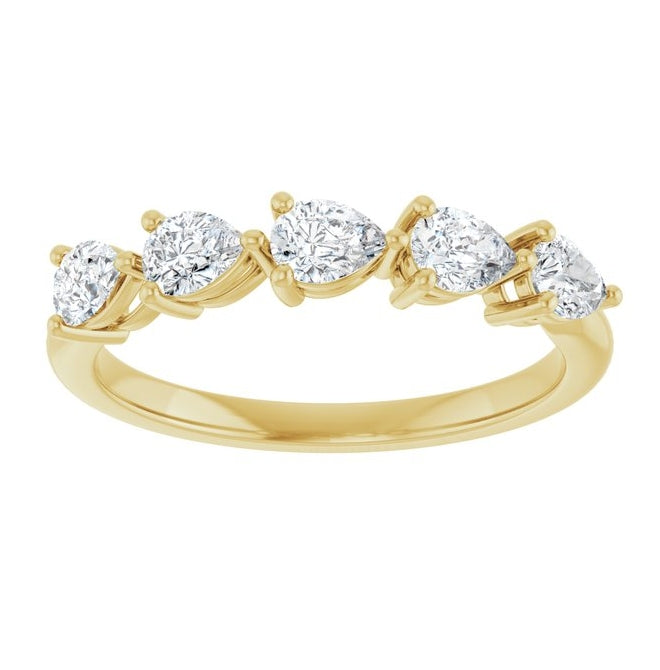 14K Yellow Or White Gold Pear 4 X 3 Mm Polished 3/4 Ctw Lab-Grown Diamond Anniversary Band Size 7