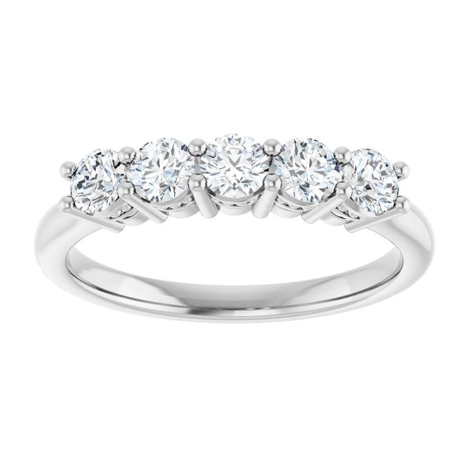 14K White Gold Round 3 Mm Polished 1/2 Ctw Lab-Grown Diamond Anniversary Band Size 7