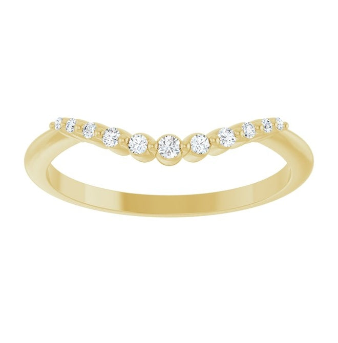 14K Yellow Gold Round 1.5 Mm Polished .08 Ctw Natural Diamond Contour Band Size 7