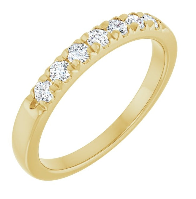 14K Yellow Or White Gold Round 2.25 Mm Polished 1/4 Ctw Lab-Grown Diamond French-Set Anniversary Band Size 7