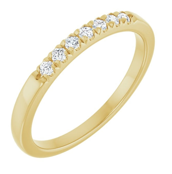 14K Yellow Or White Gold Round 1.7 Mm Polished 1/8 Ctw Lab-Grown Diamond French-Set Anniversary Band Size 7