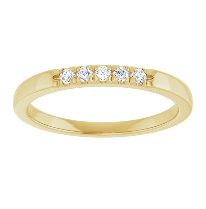 14K Yellow Or White Gold Round 1.75 Mm Polished 1/10 Ctw Lab-Grown Diamond French-Set Anniversary Band