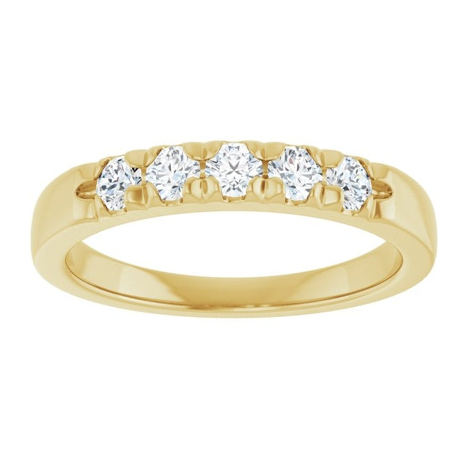 14K Yellow Or White Gold Round 2.75 Mm Polished 1/3 Ctw Lab-Grown Diamond French-Set Anniversary Band