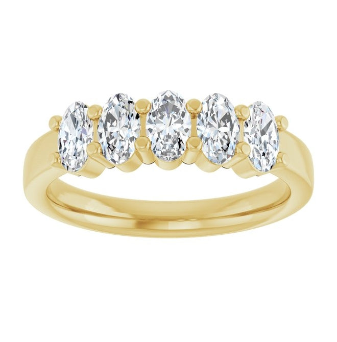 14K Yellow Or White Gold Oval 5 X 3 Mm Polished 9/10 Ctw Lab-Grown Diamond Anniversary Band Size 7