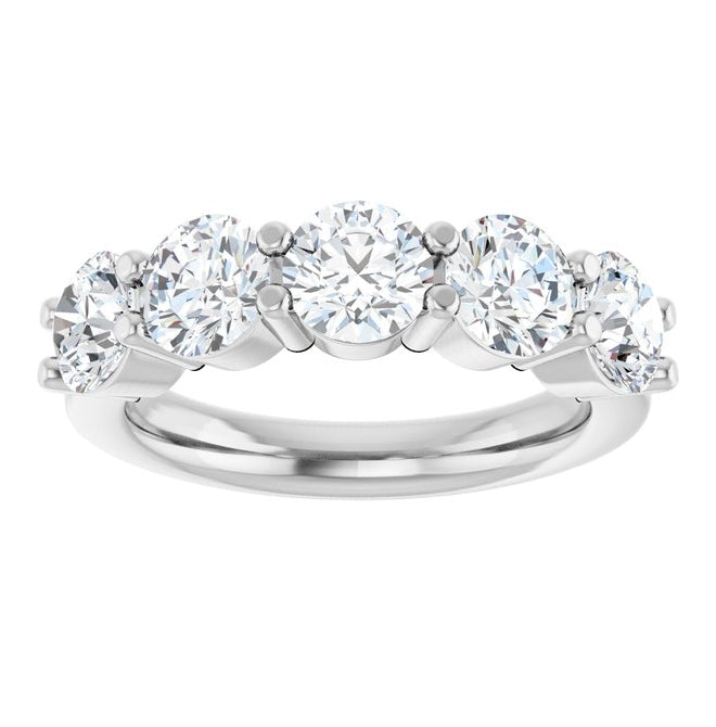 14K White Gold Round 5.2 Mm Polished 2 1/2 Ctw Lab-Grown Diamond Anniversary Band Size 7