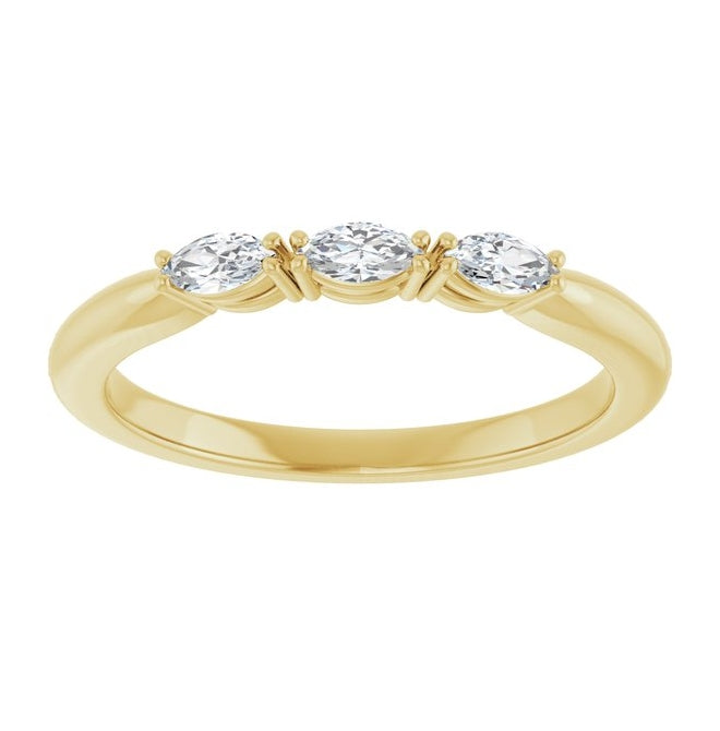 14K Yellow Or White Gold Marquise 4 X 2 Mm Polished 1/5 Ctw Lab-Grown Diamond Anniversary Band Size 7