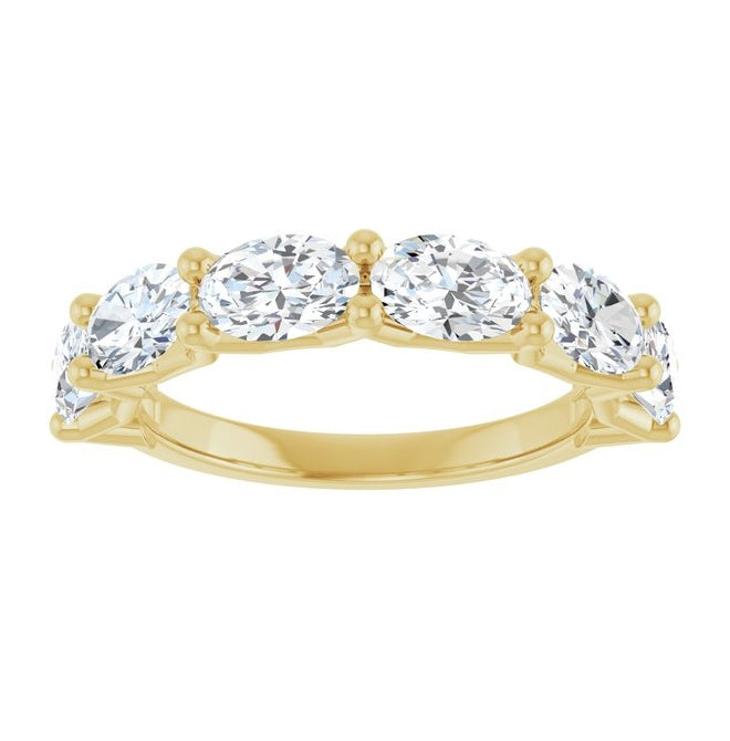 14K Yellow Or White Gold Oval 6 X 4 Mm Polished 2 1/5 Ctw Lab-Grown Diamond Anniversary Band Size 7